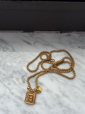 Kitsune Waterproof Stainless Steel 22+2” Necklace Pendant Initial B